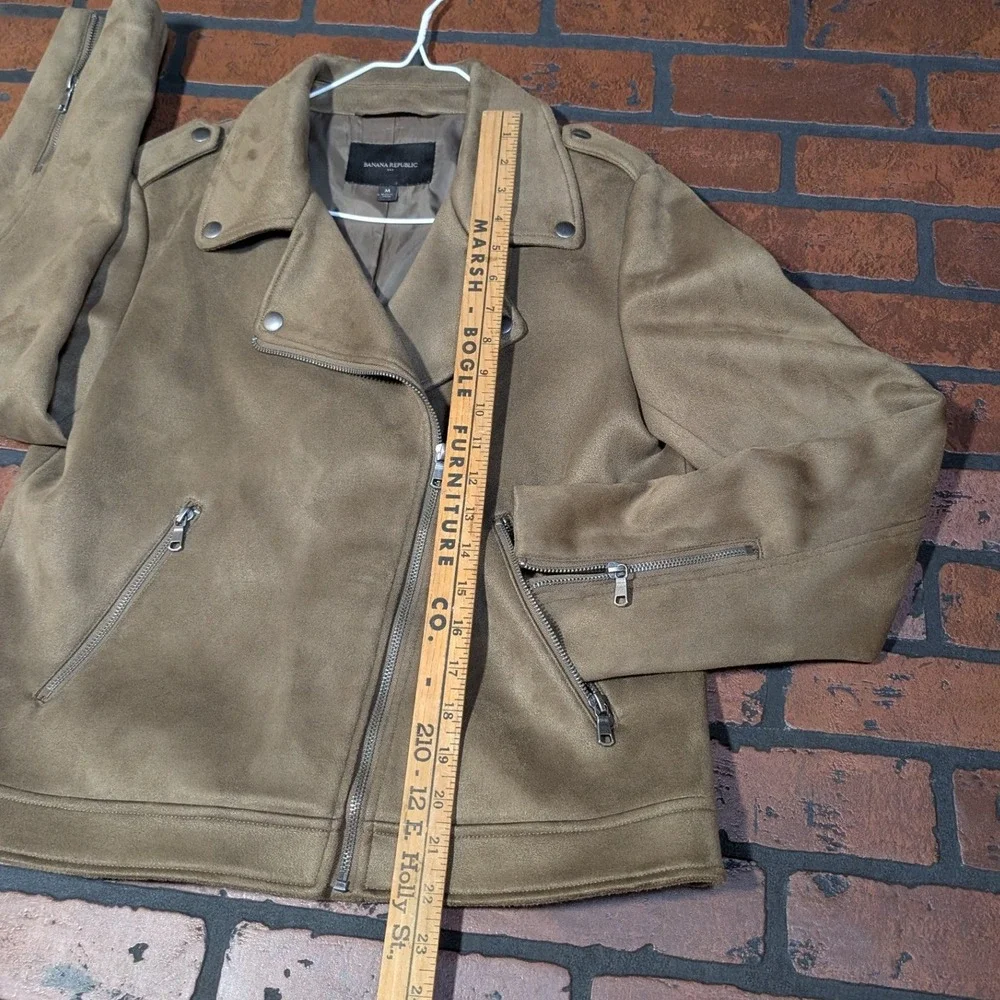 Banana Republic Vegan‎ Suede Moto Jacket Women's M Asymmetrical Zip Biker